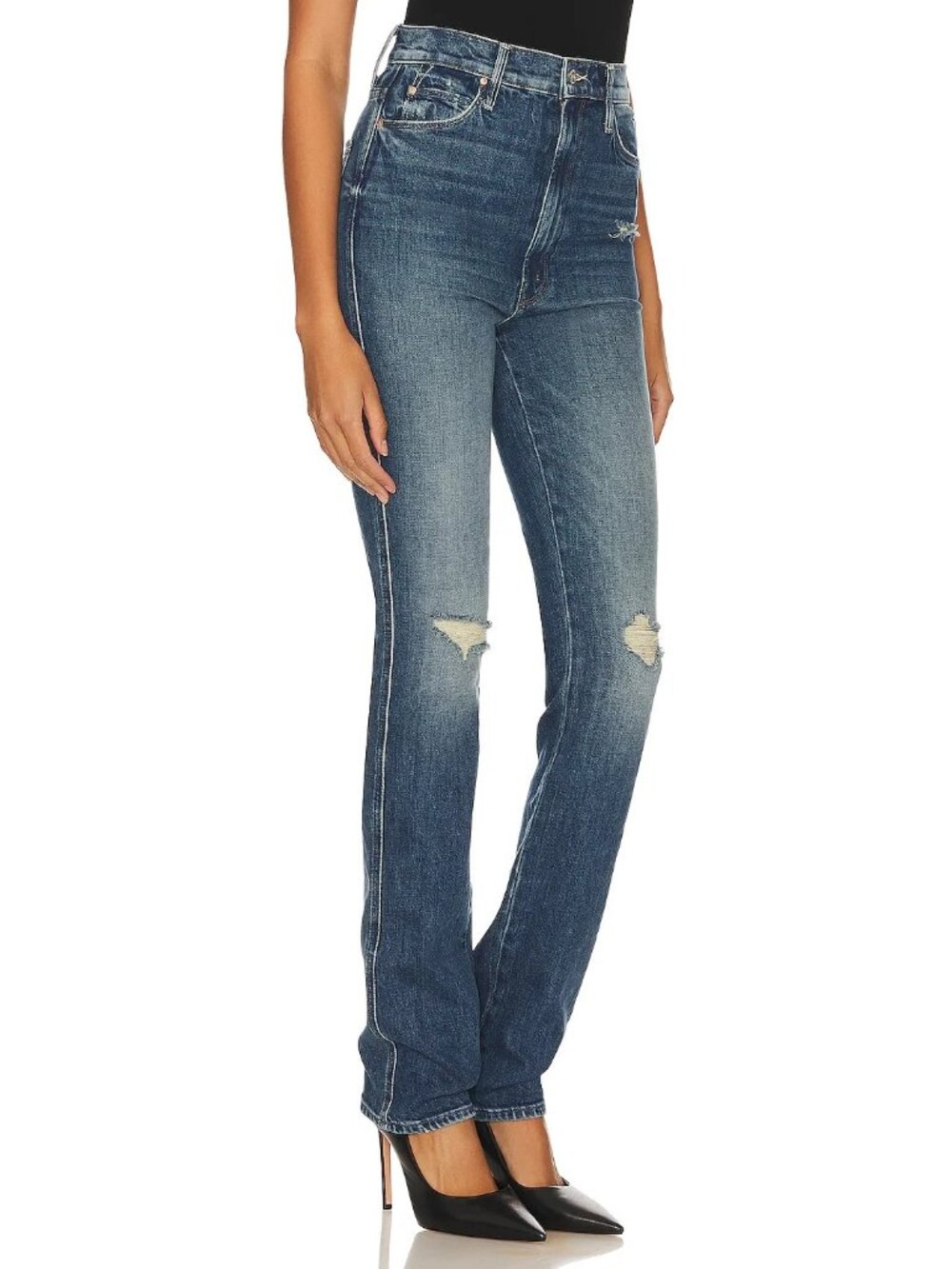 NWT Mother High Waisted Dazzler Double Heel in Morning Chores Straight Jeans 25